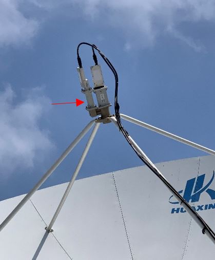AsiaSat BPF installed onto the H-pol output of the antenna